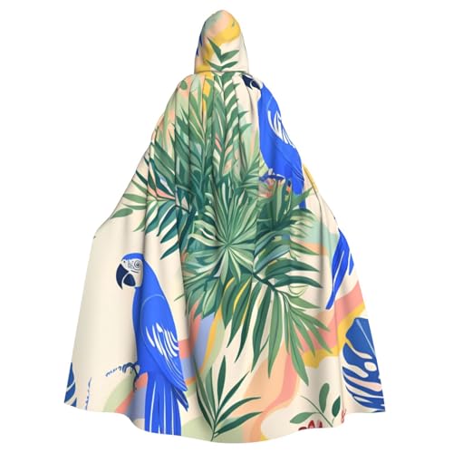 WDXQHY Blauer Papagei und Monstera, Halloween-Umhang für Erwachsene, mit Kapuze, bequemer, elastischer Party-Umhang, perfekt für Kostüme, Cosplay, Halloween-Partys, Kapuzenumhang WDXQHY Blauer Papagei und Monstera, Halloween-Umhang für Erwachsene, mit Kapuze, bequemer, elastischer Party-Umhang, perfekt für Kostüme, Cosplay, Halloween-Partys, Kapuzenumhang von WDXQHY