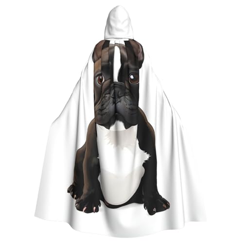 WDXQHY Bulldogge Halloween-Umhang für Erwachsene, mit Kapuze, bequem, elastisch, Partyumhang, perfekt für Kostüme, Cosplay, Halloween, Partys, Kapuzenumhang von WDXQHY