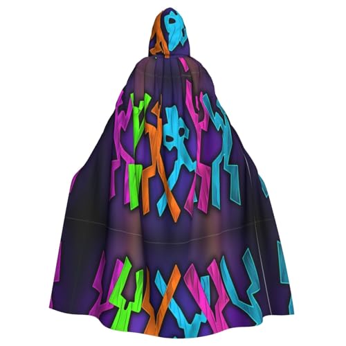 WDXQHY Bunter Umhang mit Kapuze für Tänzer, Halloween, Volldruck, Polyester, Kostümumhang für Cosplay-Partys, Maskeraden, Comic-Cons, leicht, bequem, kein Juckreiz, Stoff mit Bindeverschluss von WDXQHY