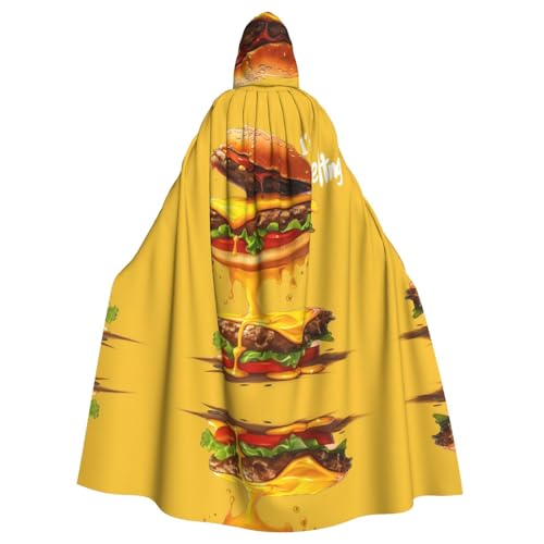 WDXQHY Burger Melt Halloween-Umhang mit Kapuze, Volldruck, Polyester, Kostüm-Umhang für Cosplay-Partys, Maskeraden, Comic-Cons, leicht, bequem, kein Juckreiz, Stoff mit Bindeverschluss WDXQHY Burger Melt Halloween-Umhang mit Kapuze, Volldruck, Polyester, Kostüm-Umhang für Cosplay-Partys, Maskeraden, Comic-Cons, leicht, bequem, kein Juckreiz, Stoff mit Bindeverschluss von WDXQHY