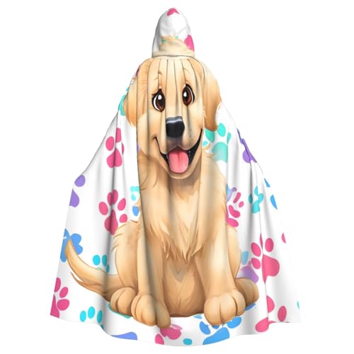 WDXQHY Cartoon Golden Retriever Erwachsenen-Halloween-Umhang mit Kapuze, bequemer, elastischer Party-Umhang, perfekt für Kostüme, Cosplay, Halloween-Partys, Kapuzenumhang WDXQHY Cartoon Golden Retriever Erwachsenen-Halloween-Umhang mit Kapuze, bequemer, elastischer Party-Umhang, perfekt für Kostüme, Cosplay, Halloween-Partys, Kapuzenumhang von WDXQHY