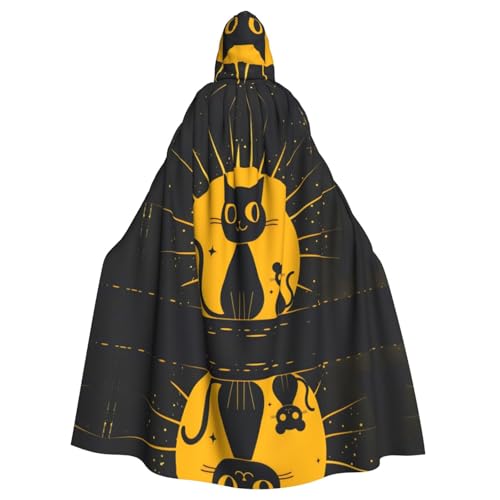 WDXQHY Cartoon-Katzen- und Maus-Umhang mit Kapuze, Volldruck, Polyester, Kostüm, Umhang für Cosplay-Partys, Maskeraden, Comic-Cons, leicht, bequem, kein Juckreiz, Stoff mit Bindeverschluss von WDXQHY