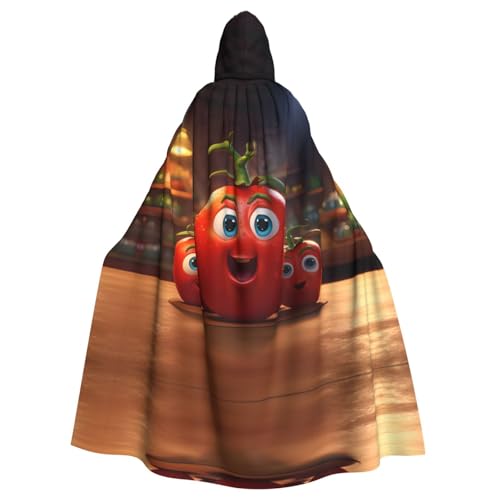 WDXQHY Cartoon-Tomaten-Umhang mit Kapuze, Volldruck, Polyester, Kostüm, Umhang für Cosplay-Partys, Maskeraden, Comic-Cons, leicht, bequem, kein Juckreiz, Stoff mit Bindeverschluss WDXQHY Cartoon-Tomaten-Umhang mit Kapuze, Volldruck, Polyester, Kostüm, Umhang für Cosplay-Partys, Maskeraden, Comic-Cons, leicht, bequem, kein Juckreiz, Stoff mit Bindeverschluss von WDXQHY