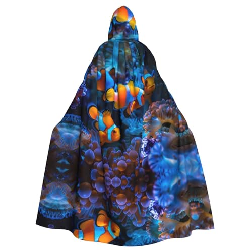WDXQHY Clownfisch und Koralle, Halloween-Umhang mit Kapuze, Volldruck, Polyester, Kostüm, Umhang für Cosplay-Partys, Maskeraden, Comic-Cons, leicht, bequem, kein Juckreiz, Stoff mit Bindeverschluss WDXQHY Clownfisch und Koralle, Halloween-Umhang mit Kapuze, Volldruck, Polyester, Kostüm, Umhang für Cosplay-Partys, Maskeraden, Comic-Cons, leicht, bequem, kein Juckreiz, Stoff mit Bindeverschluss von WDXQHY