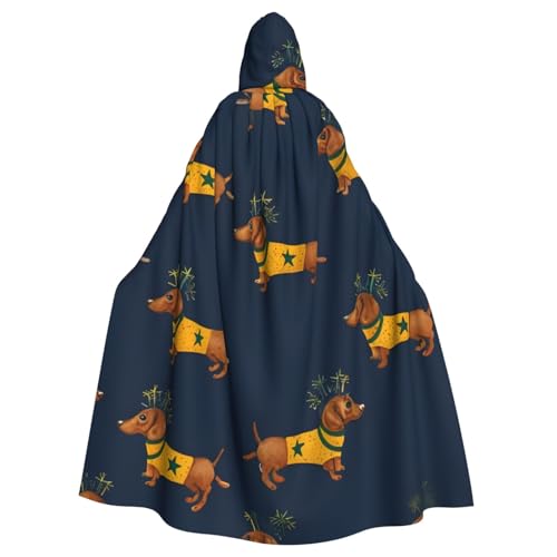 WDXQHY Dackel Halloween-Umhang für Erwachsene, mit Kapuze, bequem, elastisch, Partyumhang, perfekt für Kostüme, Cosplay, Halloween, Partys, Kapuzenumhang von WDXQHY