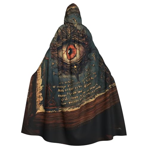 WDXQHY Dämonisches Zauberbuch für Erwachsene, Halloween-Umhang mit Kapuze, bequemer, elastischer Party-Umhang, perfekt für Kostüme, Cosplay, Halloween, Partys, Kapuzenumhang von WDXQHY