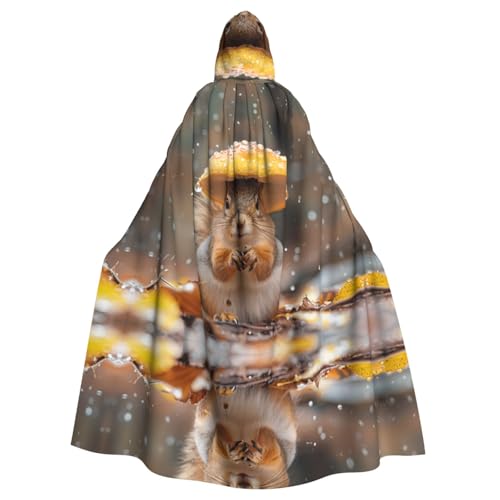 WDXQHY Eichhörnchen mit Hut, Halloween-Kapuzenumhang, Volldruck, Polyester, Kostüm, Umhang für Cosplay-Partys, Maskeraden, Comic-Cons, leicht, bequem, kein Juckreiz, Stoff mit Bindeverschluss WDXQHY Eichhörnchen mit Hut, Halloween-Kapuzenumhang, Volldruck, Polyester, Kostüm, Umhang für Cosplay-Partys, Maskeraden, Comic-Cons, leicht, bequem, kein Juckreiz, Stoff mit Bindeverschluss von WDXQHY