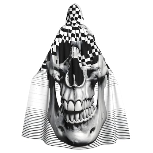 WDXQHY Ein Schachbrett-Totenkopf-Umhang für Erwachsene, Halloween-Umhang mit Kapuze, bequemer, elastischer Party-Umhang, perfekt für Kostüme, Cosplay, Halloween-Partys, Kapuzenumhang WDXQHY Ein Schachbrett-Totenkopf-Umhang für Erwachsene, Halloween-Umhang mit Kapuze, bequemer, elastischer Party-Umhang, perfekt für Kostüme, Cosplay, Halloween-Partys, Kapuzenumhang von WDXQHY
