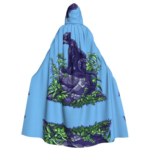 WDXQHY Ein schwarzer Geparden-Umhang mit Kapuze, Volldruck, Polyester, Kostüm-Umhang für Cosplay-Partys, Maskeraden, Comic-Cons, leichter, bequemer, nicht juckender Stoff mit Bindeverschluss von WDXQHY