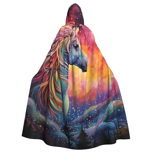 WDXQHY Farbenfroher Einhorn-Umhang mit langem Horn für Erwachsene, Halloween-Umhang mit Kapuze, bequemer, elastischer Party-Umhang, perfekt für Kostüme, Cosplay, Halloween, Partys, Kapuzenumhang WDXQHY Farbenfroher Einhorn-Umhang mit langem Horn für Erwachsene, Halloween-Umhang mit Kapuze, bequemer, elastischer Party-Umhang, perfekt für Kostüme, Cosplay, Halloween, Partys, Kapuzenumhang von WDXQHY