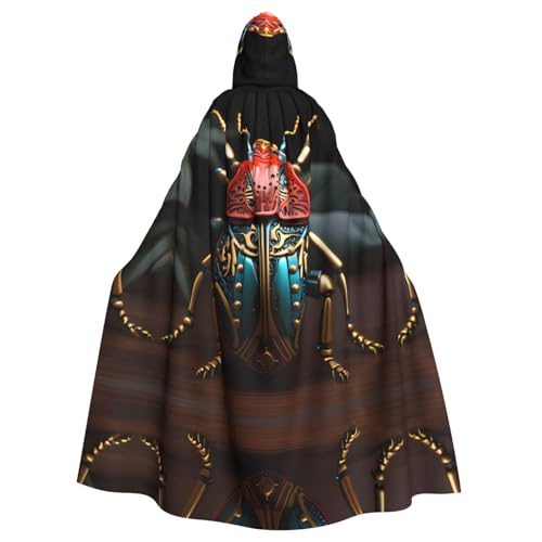 WDXQHY Farbenfroher Käfer-Umhang mit Kapuze, Volldruck, Polyester, Kostüm-Umhang für Cosplay-Partys, Maskeraden, Comic-Cons, leicht, bequem, kein Juckreiz, Stoff mit Bindeverschluss von WDXQHY