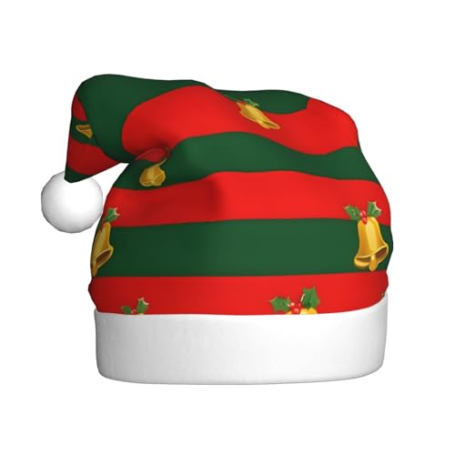 WDXQHY Goldene Glocken auf den Streifen, Plüsch-Weihnachtsmütze für Erwachsene, festliche Feiertagsdekoration und Partyzubehör, Weihnachtsmütze für Erwachsene, Feiertagsparty-Dekorationen WDXQHY Goldene Glocken auf den Streifen, Plüsch-Weihnachtsmütze für Erwachsene, festliche Feiertagsdekoration und Partyzubehör, Weihnachtsmütze für Erwachsene, Feiertagsparty-Dekorationen von WDXQHY