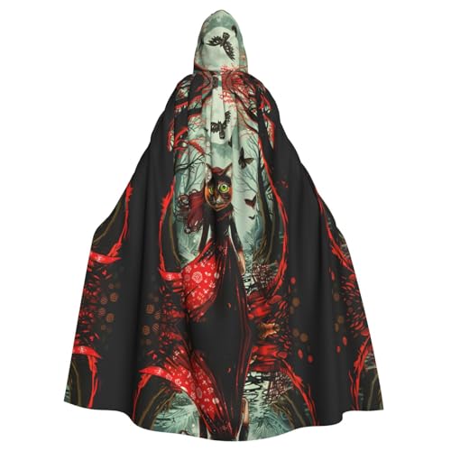 WDXQHY Halloween-Kapuzenumhang für Damen, Volldruck, Polyester, Kostüm, Umhang für Cosplay-Partys, Maskeraden, Comic-Cons, leicht, bequem, kein Juckreiz, mit Bindeverschluss von WDXQHY