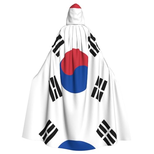 WDXQHY Halloween-Kapuzenumhang mit Flagge der Republik Korea, Volldruck, Polyester, Kostüm, Umhang für Cosplay-Partys, Maskeraden, Comic-Cons, leicht, bequem, kein Juckreiz, Stoff mit Bindeverschluss WDXQHY Halloween-Kapuzenumhang mit Flagge der Republik Korea, Volldruck, Polyester, Kostüm, Umhang für Cosplay-Partys, Maskeraden, Comic-Cons, leicht, bequem, kein Juckreiz, Stoff mit Bindeverschluss von WDXQHY