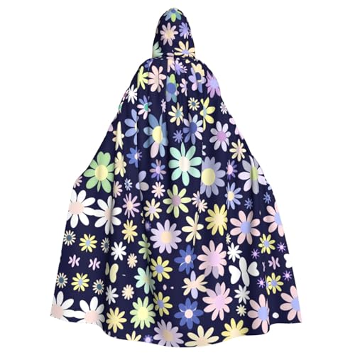 WDXQHY Halloween-Kapuzenumhang mit blauen und bunten Blumen, Volldruck, Polyester, Kostüm-Umhang für Cosplay-Partys, Maskeraden, Comic-Cons, leicht, bequem, kein Juckreiz, Stoff mit Bindeverschluss WDXQHY Halloween-Kapuzenumhang mit blauen und bunten Blumen, Volldruck, Polyester, Kostüm-Umhang für Cosplay-Partys, Maskeraden, Comic-Cons, leicht, bequem, kein Juckreiz, Stoff mit Bindeverschluss von WDXQHY