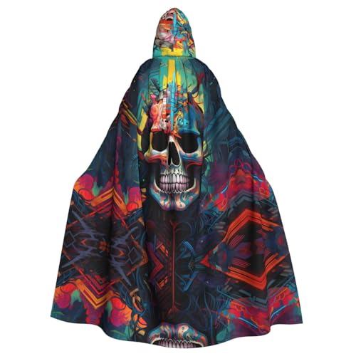 WDXQHY Halloween-Kapuzenumhang mit buntem Totenkopf-Muster, Volldruck, Polyester, Kostüm-Umhang für Cosplay-Partys, Maskeraden, Comic-Cons, leicht, bequem, kein Juckreiz, Stoff mit Bindeverschluss WDXQHY Halloween-Kapuzenumhang mit buntem Totenkopf-Muster, Volldruck, Polyester, Kostüm-Umhang für Cosplay-Partys, Maskeraden, Comic-Cons, leicht, bequem, kein Juckreiz, Stoff mit Bindeverschluss von WDXQHY