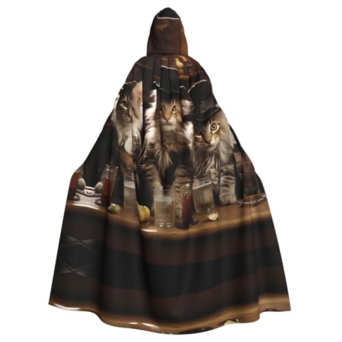 WDXQHY Halloween-Kapuzenumhang mit drei Katzen in Hüten, Volldruck, Polyester, Kostüm-Umhang für Cosplay-Partys, Maskeraden, Comic-Cons, leicht, bequem, kein Juckreiz, Stoff mit Bindeverschluss WDXQHY Halloween-Kapuzenumhang mit drei Katzen in Hüten, Volldruck, Polyester, Kostüm-Umhang für Cosplay-Partys, Maskeraden, Comic-Cons, leicht, bequem, kein Juckreiz, Stoff mit Bindeverschluss von WDXQHY