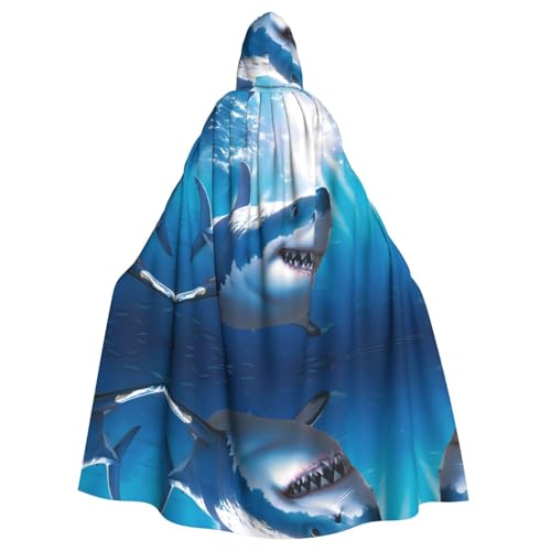 WDXQHY Halloween-Kapuzenumhang mit großem Hai, Volldruck, Polyester, Kostümumhang für Cosplay-Partys, Maskeraden, Comic-Cons, leicht, bequem, kein Juckreiz, Stoff mit Bindeverschluss WDXQHY Halloween-Kapuzenumhang mit großem Hai, Volldruck, Polyester, Kostümumhang für Cosplay-Partys, Maskeraden, Comic-Cons, leicht, bequem, kein Juckreiz, Stoff mit Bindeverschluss von WDXQHY