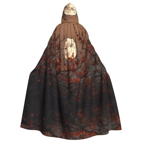 WDXQHY Halloween-Kapuzenumhang mit hellen Blumen auf Zweigen, Volldruck, Polyester, Kostüm-Umhang für Cosplay-Partys, Maskeraden, Comic-Cons, leicht, bequem, kein Juckreiz, Stoff mit Bindeverschluss von WDXQHY