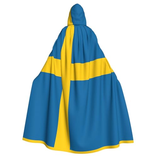 WDXQHY Halloween-Kapuzenumhang mit schwedischer Flagge, Volldruck, Polyester, Kostüm, Umhang für Cosplay-Partys, Maskeraden, Comic-Cons, leicht, bequem, kein Juckreiz, Stoff mit Bindeverschluss WDXQHY Halloween-Kapuzenumhang mit schwedischer Flagge, Volldruck, Polyester, Kostüm, Umhang für Cosplay-Partys, Maskeraden, Comic-Cons, leicht, bequem, kein Juckreiz, Stoff mit Bindeverschluss von WDXQHY