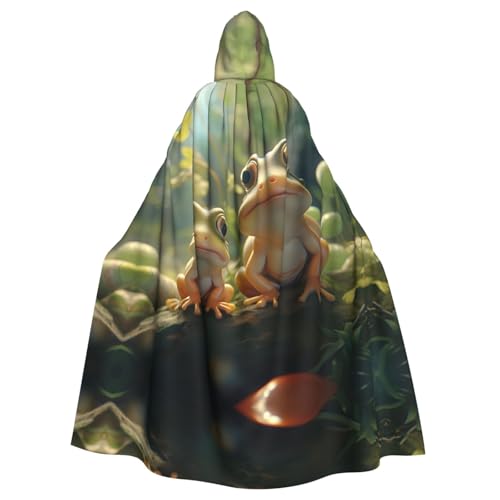 WDXQHY Halloween-Kapuzenumhang mit zwei kleinen Fröschen, Volldruck, Polyester, Kostüm, Umhang für Cosplay-Partys, Maskeraden, Comic-Cons, leicht, bequem, kein Juckreiz, Stoff mit Bindeverschluss WDXQHY Halloween-Kapuzenumhang mit zwei kleinen Fröschen, Volldruck, Polyester, Kostüm, Umhang für Cosplay-Partys, Maskeraden, Comic-Cons, leicht, bequem, kein Juckreiz, Stoff mit Bindeverschluss von WDXQHY