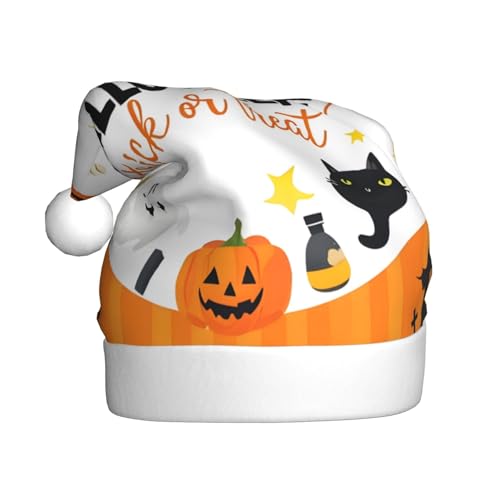 WDXQHY Halloween-Kartenmuster, Plüsch-Weihnachtsmütze für Erwachsene, festliche Feiertagsdekoration und Partyzubehör, Weihnachtsmütze für Erwachsene, Feiertagsparty-Dekorationen WDXQHY Halloween-Kartenmuster, Plüsch-Weihnachtsmütze für Erwachsene, festliche Feiertagsdekoration und Partyzubehör, Weihnachtsmütze für Erwachsene, Feiertagsparty-Dekorationen von WDXQHY