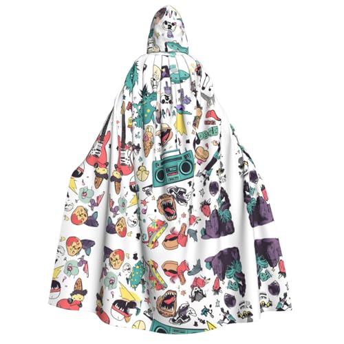 WDXQHY Halloween-Umhang für Erwachsene, mit Kapuze, Ganzkörper-Kostüm, Umhang für Cosplay-Partys und Themenveranstaltungen, 100 % Polyester, bequem, maschinenwaschbar, perfekt für Halloween-Bälle und von WDXQHY