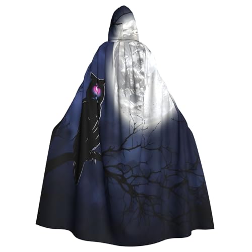 WDXQHY Halloween-Umhang mit Eulen-Silhouette für Erwachsene, bequem, elastisch, Partyumhang, perfekt für Kostüme, Cosplay, Halloween-Partys, Kapuzenumhang von WDXQHY