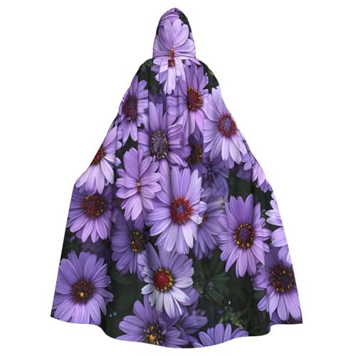 WDXQHY Halloween-Umhang mit Kapuze, Lavendel-Asterblumen, für Erwachsene, bequem, elastisch, Partyumhang, perfekt für Kostüme, Cosplay, Halloween, Partys, Kapuzenumhang von WDXQHY