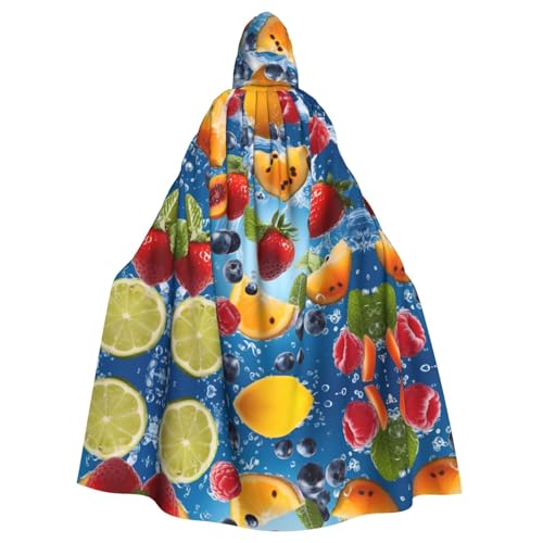 WDXQHY Halloween-Umhang mit Kapuze, Motiv: Obst im Wasser, Volldruck, Polyester, Kostüm-Umhang für Cosplay-Partys, Maskeraden, Comic-Cons, leicht, bequem, kein Juckreiz, Stoff mit Bindeverschluss WDXQHY Halloween-Umhang mit Kapuze, Motiv: Obst im Wasser, Volldruck, Polyester, Kostüm-Umhang für Cosplay-Partys, Maskeraden, Comic-Cons, leicht, bequem, kein Juckreiz, Stoff mit Bindeverschluss von WDXQHY