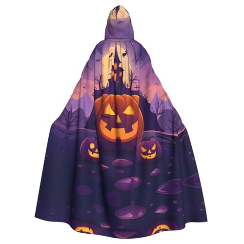 WDXQHY Halloween-Umhang mit Kapuze aus bedrucktem Polyester für Cosplay, Maskenpartys, Comics, leichter Stoff, bequem, nicht juckend, mit Bindeverschluss von WDXQHY