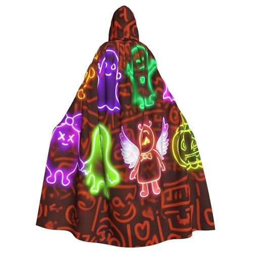 WDXQHY Halloween-Umhang mit Kapuze für Erwachsene, Neongeist, bequem, elastisch, Partyumhang, perfekt für Kostüme, Cosplay, Halloween-Partys, Kapuzenumhang von WDXQHY