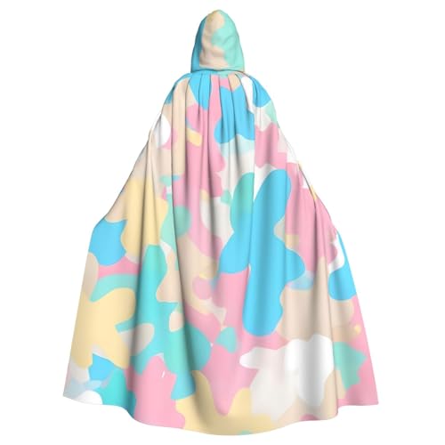 WDXQHY Halloween-Umhang mit Kapuze für Erwachsene, Pastellblütenmuster, bequem, elastisch, perfekt für Kostüme, Cosplay, Halloween, Partys, Kapuzenumhang von WDXQHY