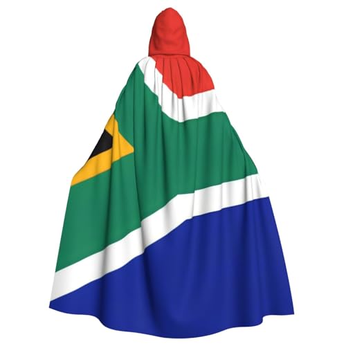 WDXQHY Halloween-Umhang mit Südafrika-Flagge, mit Kapuze, bequem, elastisch, Partyumhang, perfekt für Kostüme, Cosplay, Halloween, Partys, Kapuzenumhang von WDXQHY