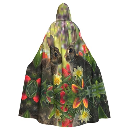 WDXQHY Halloween-Umhang mit zwei niedlichen kleinen Kaninchen, mit Kapuze, Volldruck, Polyester, Kostüm-Umhang für Cosplay-Partys, Maskeraden, Comic-Cons, leicht, bequem, kein Juckreiz, Stoff mit WDXQHY Halloween-Umhang mit zwei niedlichen kleinen Kaninchen, mit Kapuze, Volldruck, Polyester, Kostüm-Umhang für Cosplay-Partys, Maskeraden, Comic-Cons, leicht, bequem, kein Juckreiz, Stoff mit von WDXQHY