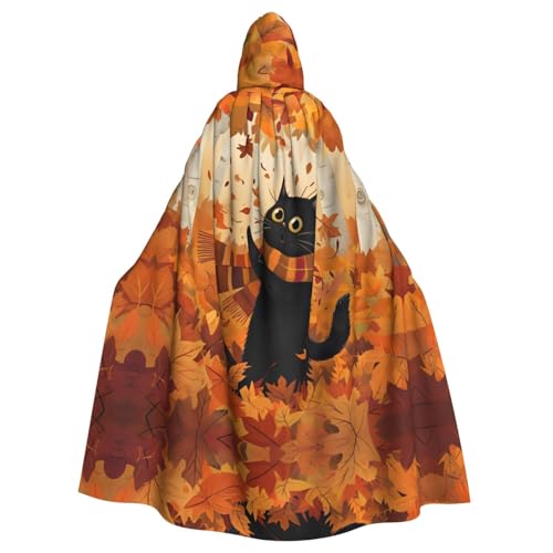 WDXQHY Herbstlaub-Kätzchen-Umhang mit Kapuze, Volldruck, Polyester, Kostüm, Umhang für Cosplay-Partys, Maskeraden, Comic-Cons, leicht, bequem, kein Juckreiz, Stoff mit Bindeverschluss WDXQHY Herbstlaub-Kätzchen-Umhang mit Kapuze, Volldruck, Polyester, Kostüm, Umhang für Cosplay-Partys, Maskeraden, Comic-Cons, leicht, bequem, kein Juckreiz, Stoff mit Bindeverschluss von WDXQHY