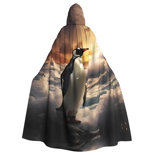 WDXQHY Kapuzenumhang aus Polyester, Pinguin-Druck, für Halloween, Cosplay, Maskerade, Comic, leicht, bequem, nicht juckend, mit Bindeverschluss von WDXQHY