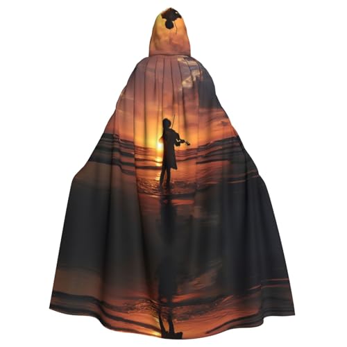 WDXQHY Kapuzenumhang für Violinist bei Sonnenuntergang, Halloween, Volldruck, Polyester, Kostüm, Umhang für Cosplay-Partys, Maskeraden, Comic-Cons, leicht, bequem, kein Juckreiz, Stoff mit WDXQHY Kapuzenumhang für Violinist bei Sonnenuntergang, Halloween, Volldruck, Polyester, Kostüm, Umhang für Cosplay-Partys, Maskeraden, Comic-Cons, leicht, bequem, kein Juckreiz, Stoff mit von WDXQHY