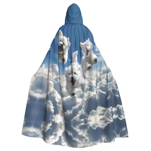 WDXQHY Kapuzenumhang mit drei kleinen Hunden, Motiv: fliegende Halloween, Volldruck, Polyester, Kostüm, Umhang für Cosplay-Partys, Maskeraden, Comic-Cons, leicht, bequem, kein Juckreiz, Stoff mit WDXQHY Kapuzenumhang mit drei kleinen Hunden, Motiv: fliegende Halloween, Volldruck, Polyester, Kostüm, Umhang für Cosplay-Partys, Maskeraden, Comic-Cons, leicht, bequem, kein Juckreiz, Stoff mit von WDXQHY