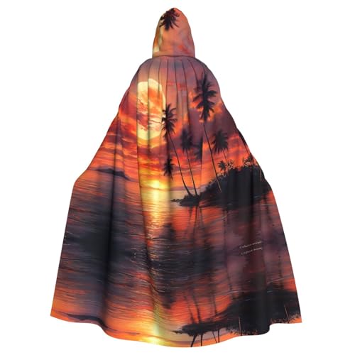 WDXQHY Kapuzenumhang mit tropischem Sonnenuntergang, Strand, Halloween, Volldruck, Polyester, Kostüm, Umhang für Cosplay-Partys, Maskeraden, Comic-Cons, leicht, bequem, kein Juckreiz, Stoff mit WDXQHY Kapuzenumhang mit tropischem Sonnenuntergang, Strand, Halloween, Volldruck, Polyester, Kostüm, Umhang für Cosplay-Partys, Maskeraden, Comic-Cons, leicht, bequem, kein Juckreiz, Stoff mit von WDXQHY