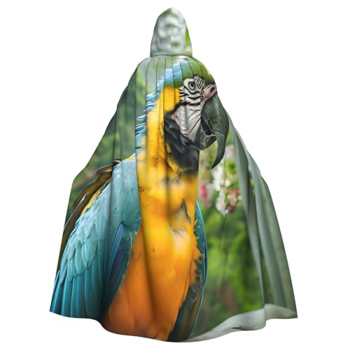 WDXQHY Macaw Halloween-Umhang für Erwachsene, mit Kapuze, bequem, elastisch, Partyumhang, perfekt für Kostüme, Cosplay, Halloween-Partys, Kapuzenumhang von WDXQHY