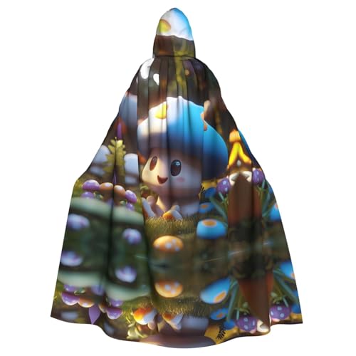 WDXQHY Niedlicher Cartoon-Pilz-Umhang aus Polyester mit Kapuze, für Halloween, Cosplay, Partys, Maskeraden, Comics Cons, leichter Stoff, bequem, nicht juckend, mit Verschluss von WDXQHY