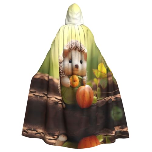 WDXQHY Niedlicher gefüllter Igel-Umhang mit Kapuze, Volldruck, Polyester, Kostüm, Umhang für Cosplay-Partys, Maskeraden, Comic-Cons, leicht, bequem, kein Juckreiz, Stoff mit Bindeverschluss von WDXQHY