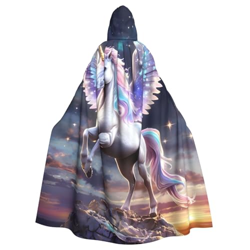 WDXQHY Pegasus Halloween-Umhang für Erwachsene, mit Kapuze, bequem, elastisch, Partyumhang, perfekt für Kostüme, Cosplay, Halloween-Partys, Kapuzenumhang von WDXQHY