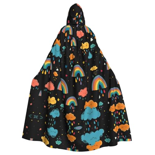 WDXQHY Regen und Regenbögen, Halloween-Kapuzenumhang, Volldruck, Polyester, Kostüm, Umhang für Cosplay-Partys, Maskeraden, Comic-Cons, leicht, bequem, kein Juckreiz, Stoff mit Bindeverschluss WDXQHY Regen und Regenbögen, Halloween-Kapuzenumhang, Volldruck, Polyester, Kostüm, Umhang für Cosplay-Partys, Maskeraden, Comic-Cons, leicht, bequem, kein Juckreiz, Stoff mit Bindeverschluss von WDXQHY