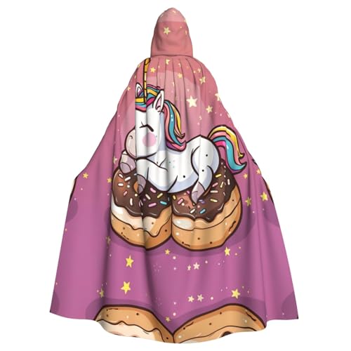 WDXQHY Regenbogen-Pferd schläft auf einem Donut-Halloween-Kapuzenumhang, Volldruck, Polyester, Kostüm, Umhang für Cosplay-Partys, Maskeraden, Comic-Cons, leicht, bequem, kein Juckreiz, Stoff mit WDXQHY Regenbogen-Pferd schläft auf einem Donut-Halloween-Kapuzenumhang, Volldruck, Polyester, Kostüm, Umhang für Cosplay-Partys, Maskeraden, Comic-Cons, leicht, bequem, kein Juckreiz, Stoff mit von WDXQHY