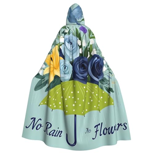 WDXQHY Regenschirm mit Blumen und Vögeln für Erwachsene, Halloween-Umhang mit bequemer und elastischer Kapuze, perfekt für Kostüme, Cosplay, Halloween-Partys von WDXQHY