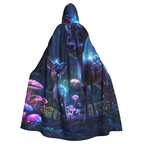 WDXQHY Rehkitz Halloween-Umhang für Erwachsene, mit Kapuze, bequem, elastisch, Partyumhang, perfekt für Kostüme, Cosplay, Halloween-Partys, Kapuzenumhang von WDXQHY