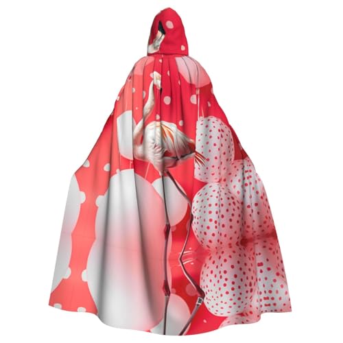 WDXQHY Rosafarbener Flamingo und Luftballons, Halloween-Kapuzenumhang, Volldruck, Polyester, Kostüm, Umhang für Cosplay-Partys, Maskeraden, Comic-Cons, leicht, bequem, kein Juckreiz, Stoff mit WDXQHY Rosafarbener Flamingo und Luftballons, Halloween-Kapuzenumhang, Volldruck, Polyester, Kostüm, Umhang für Cosplay-Partys, Maskeraden, Comic-Cons, leicht, bequem, kein Juckreiz, Stoff mit von WDXQHY