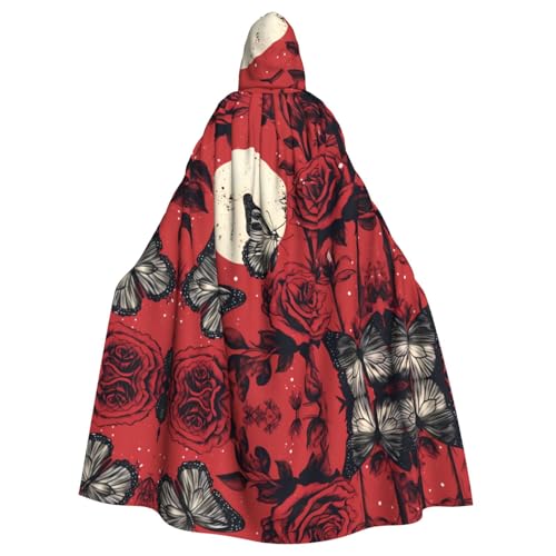 WDXQHY Roter Rosen-Umhang mit Kapuze, Volldruck, Polyester, Kostüm, Umhang für Cosplay-Partys, Maskeraden, Comic-Cons, leicht, bequem, kein Juckreiz, Stoff mit Bindeverschluss WDXQHY Roter Rosen-Umhang mit Kapuze, Volldruck, Polyester, Kostüm, Umhang für Cosplay-Partys, Maskeraden, Comic-Cons, leicht, bequem, kein Juckreiz, Stoff mit Bindeverschluss von WDXQHY